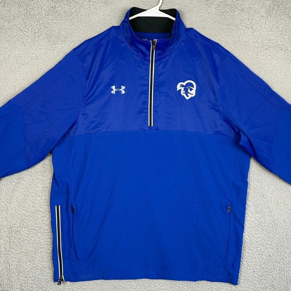Seton Hall Pirates Under Armour Jacket Men Large Blue Loose Quarter Zip Pullover